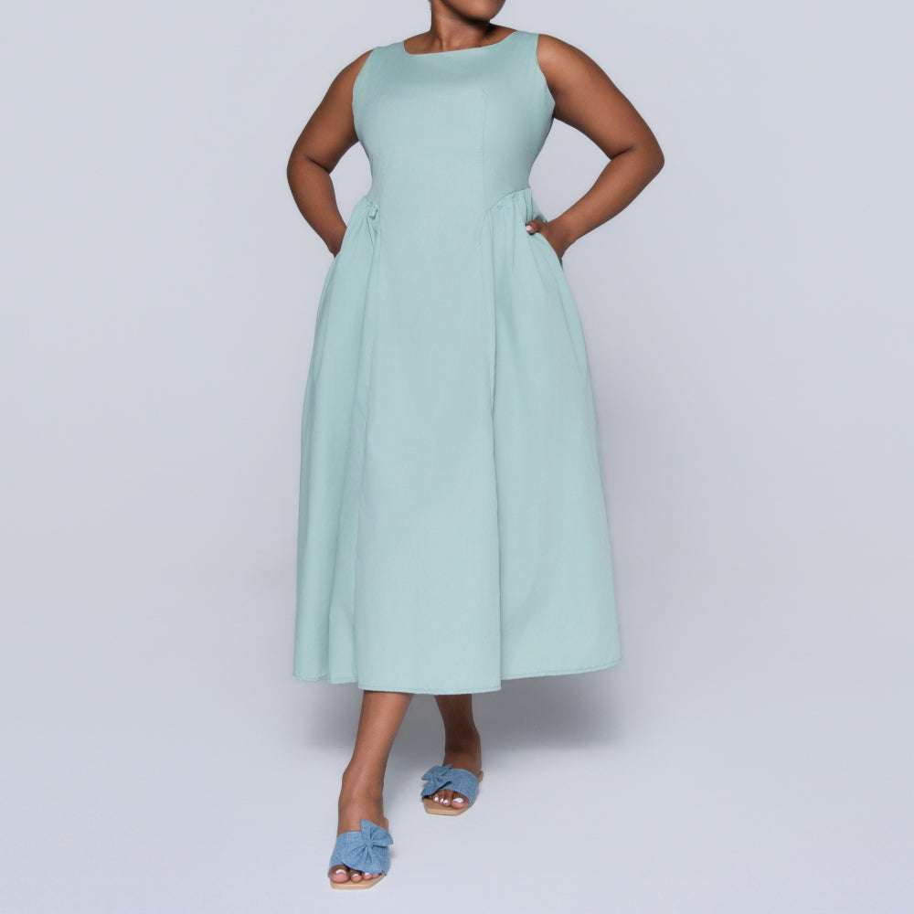 Sage Sleeveless Panel Dress