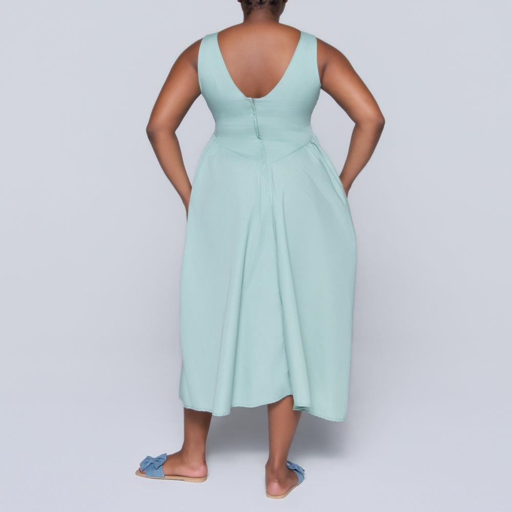 Sage Sleeveless Panel Dress