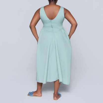 Sage Sleeveless Panel Dress