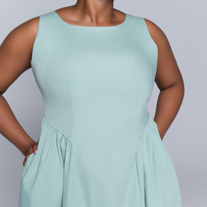 Sage Sleeveless Panel Dress
