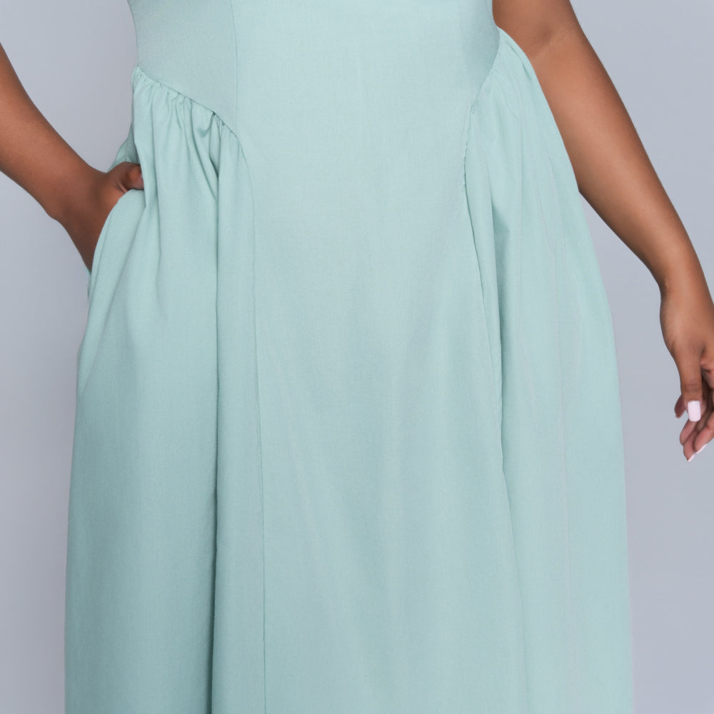 Sage Sleeveless Panel Dress