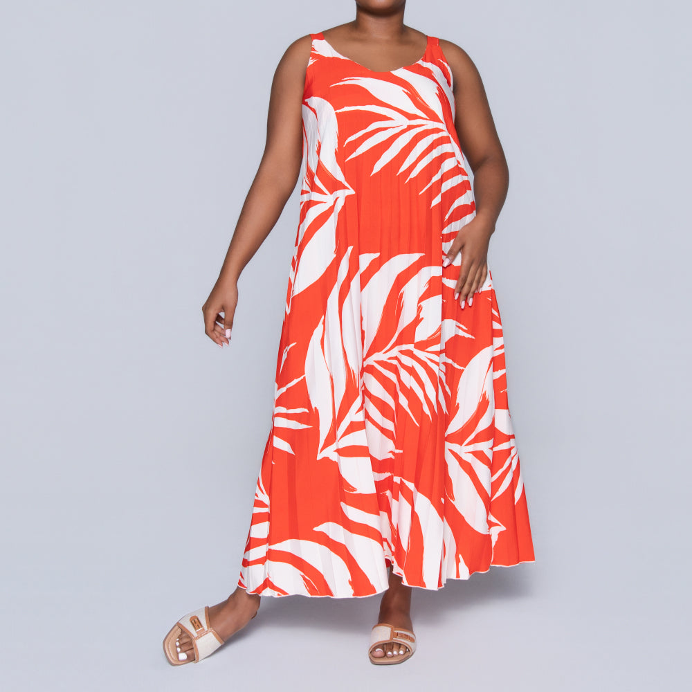 Terracotta Printed Tiered Dress