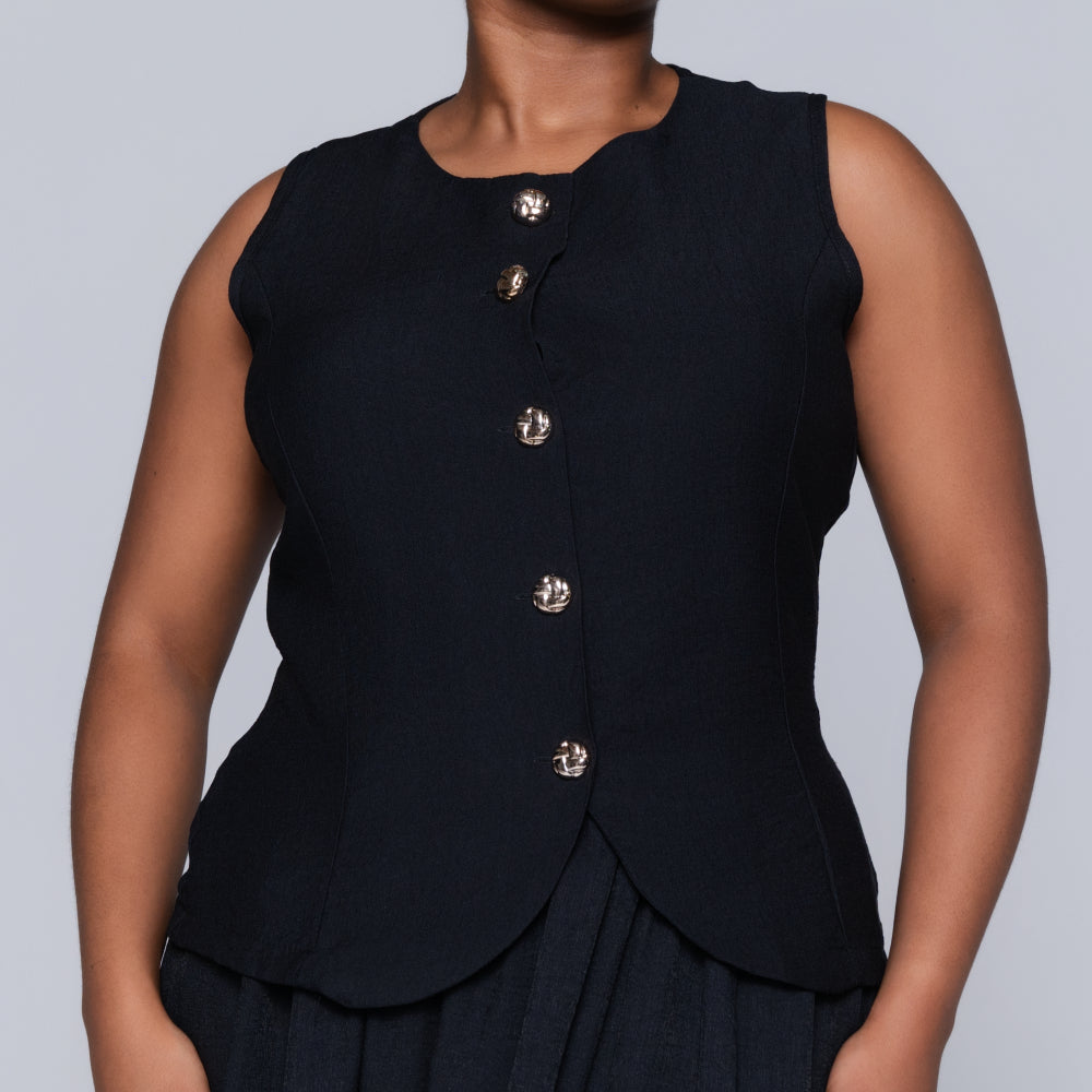 Black Sleeveless Waist Coat