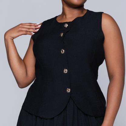Black Sleeveless Waist Coat