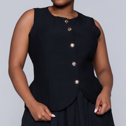 Black Sleeveless Waist Coat