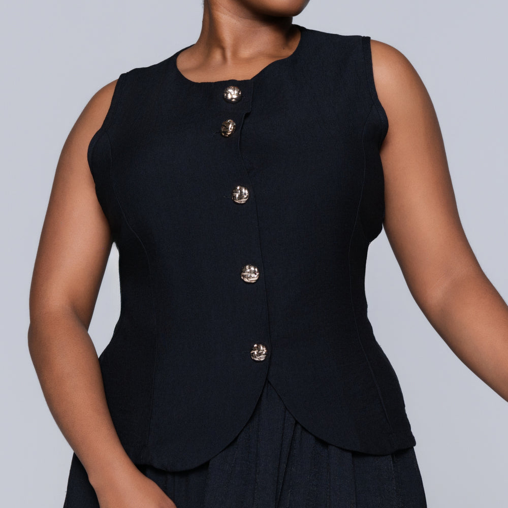 Black Sleeveless Waist Coat