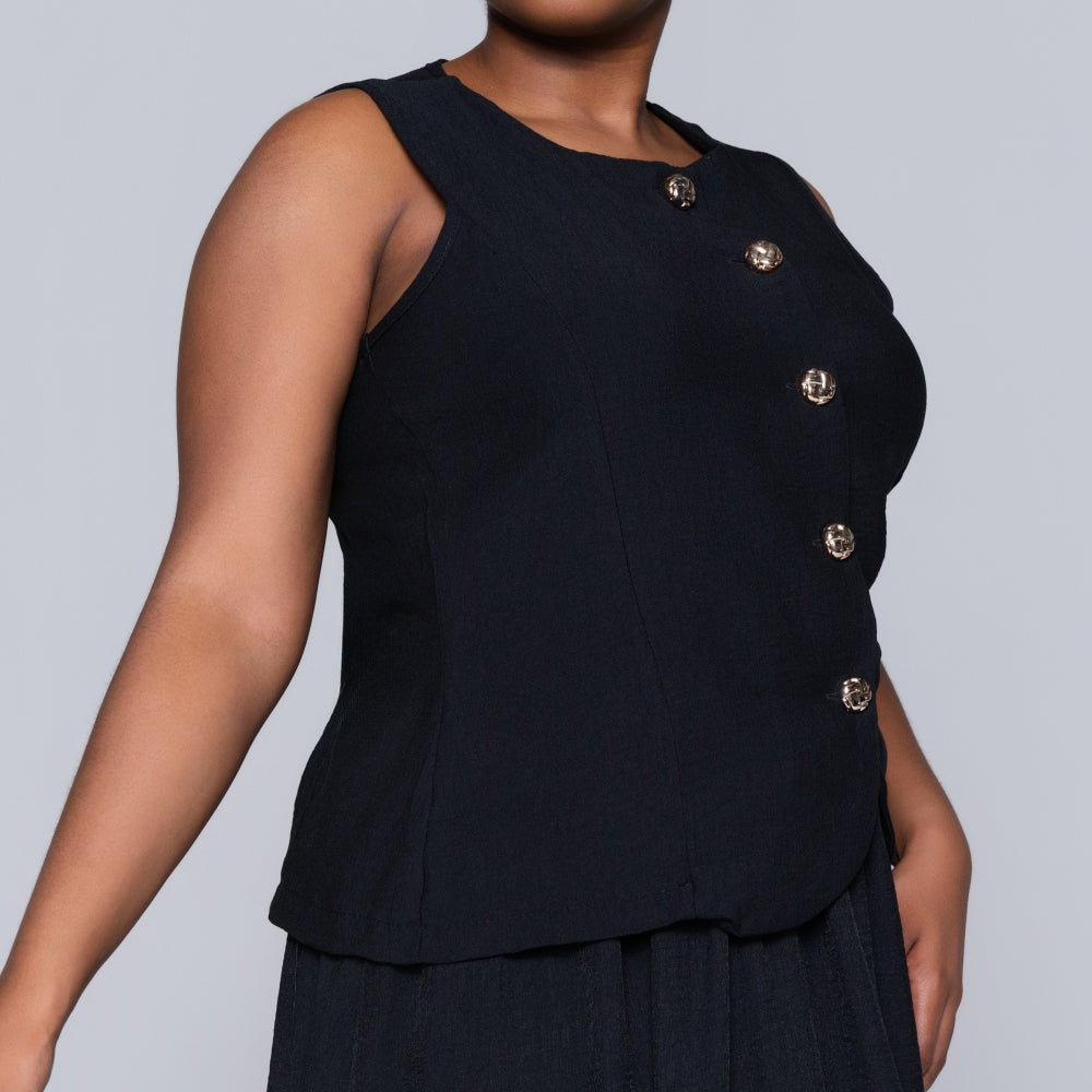 Black Sleeveless Waist Coat