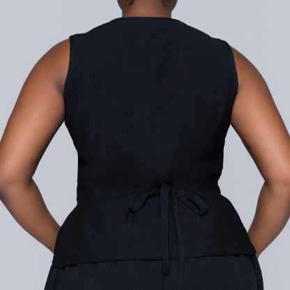 Black Sleeveless Waist Coat