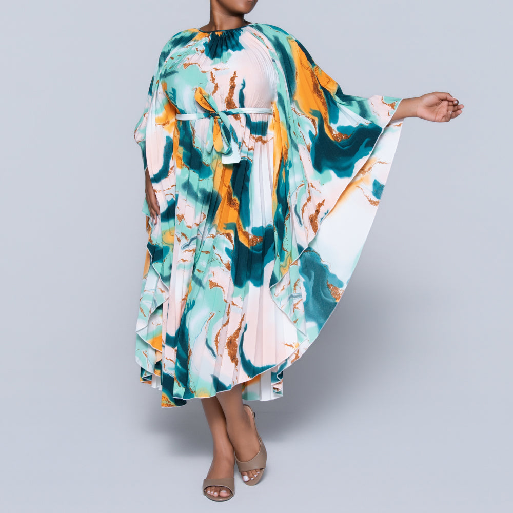 Printed Tie-Belt Tunic