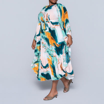 Printed Tie-Belt Tunic