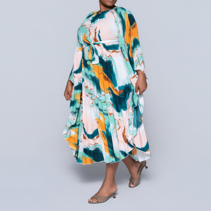 Printed Tie-Belt Tunic