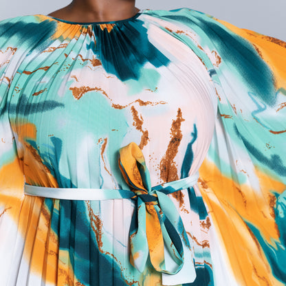 Printed Tie-Belt Tunic