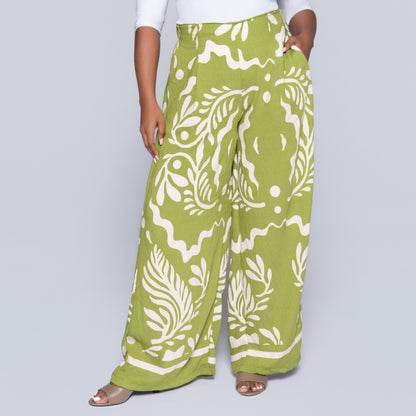 Chartreuse Printed Pants