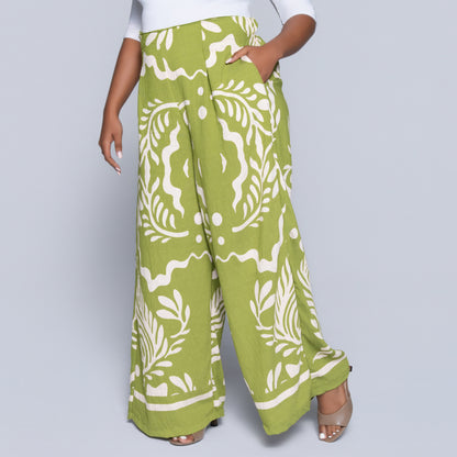 Chartreuse Printed Pants