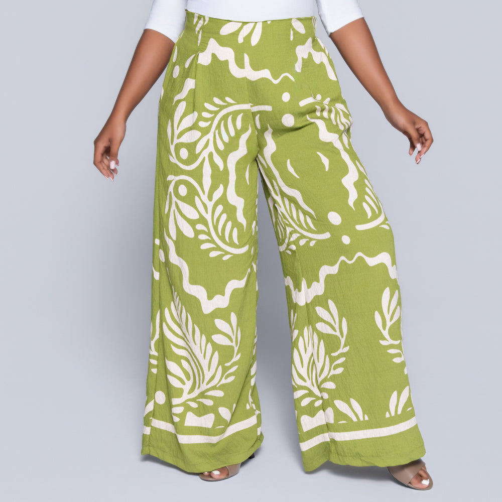 Chartreuse Printed Pants