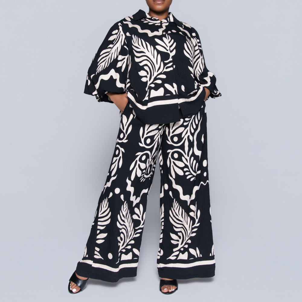 Black/Stone Printed Top