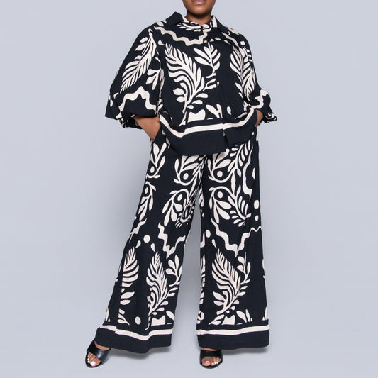 Blk/Stone Printed Pants