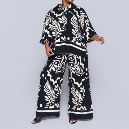 Black/Stone Printed Top