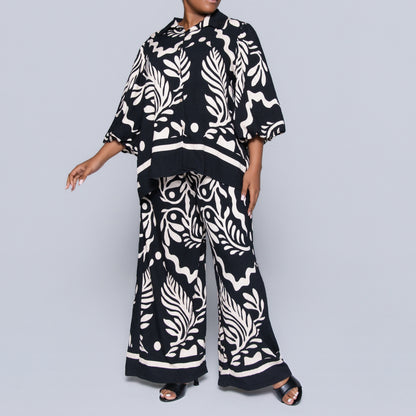 Black/Stone Printed Top