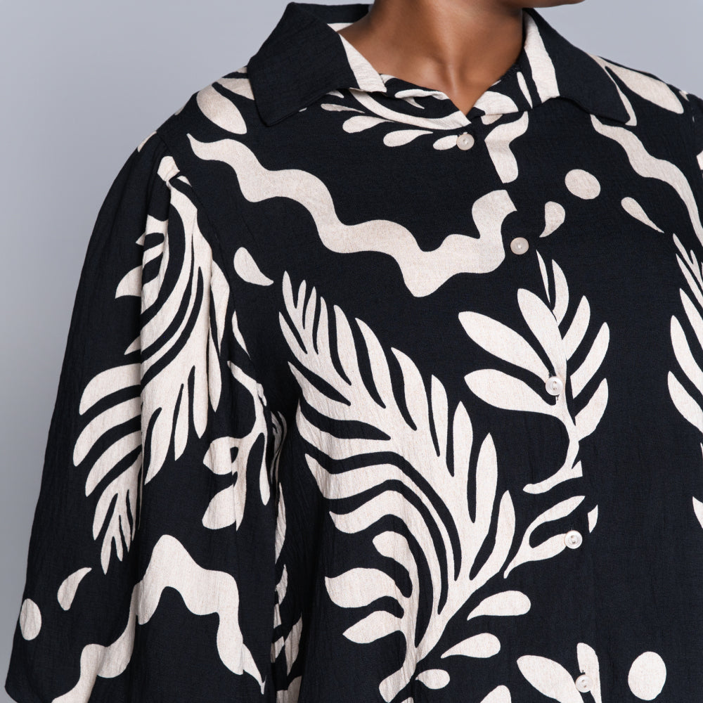 Black/Stone Printed Top