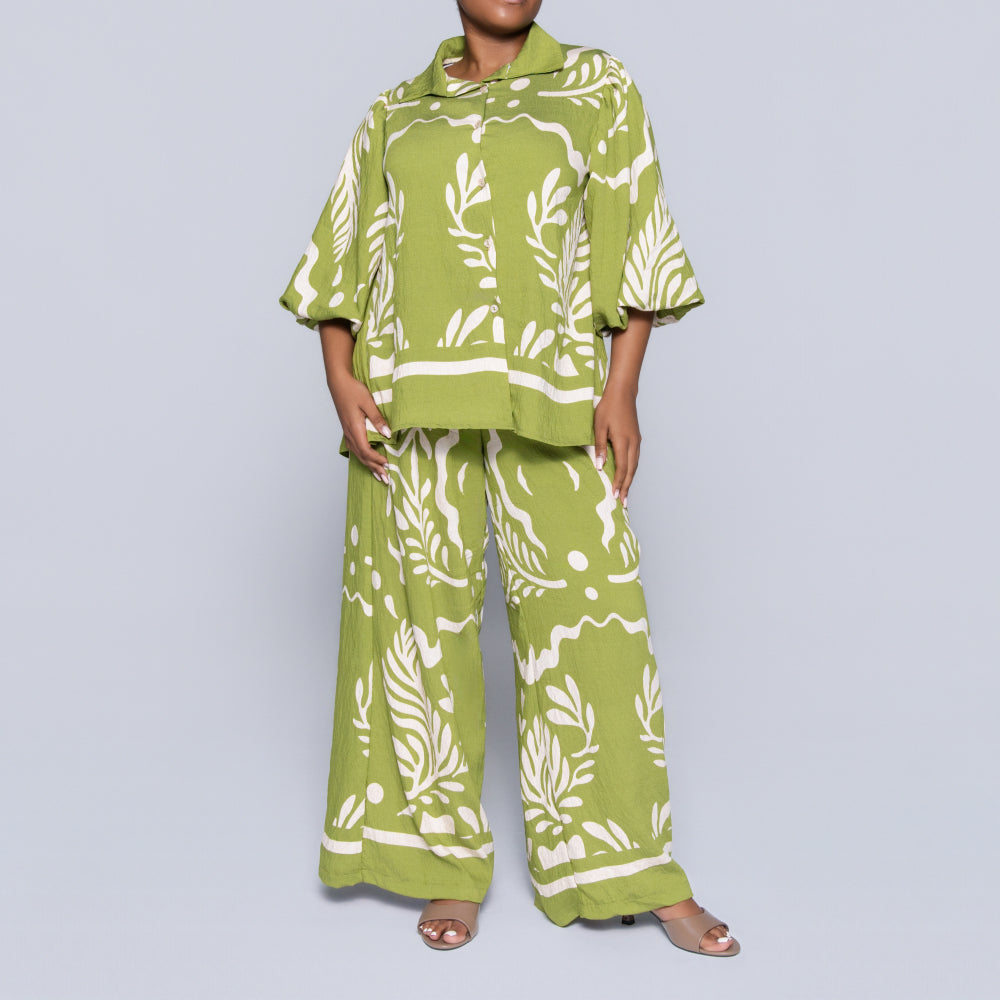 Chartreuse Printed Top