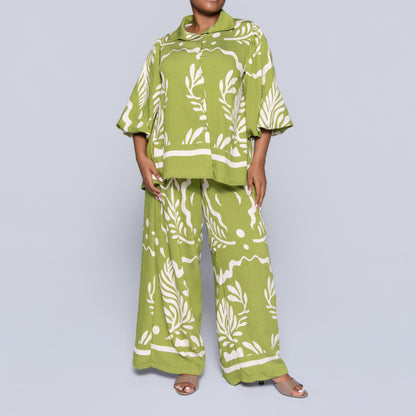 Chartreuse Printed Top