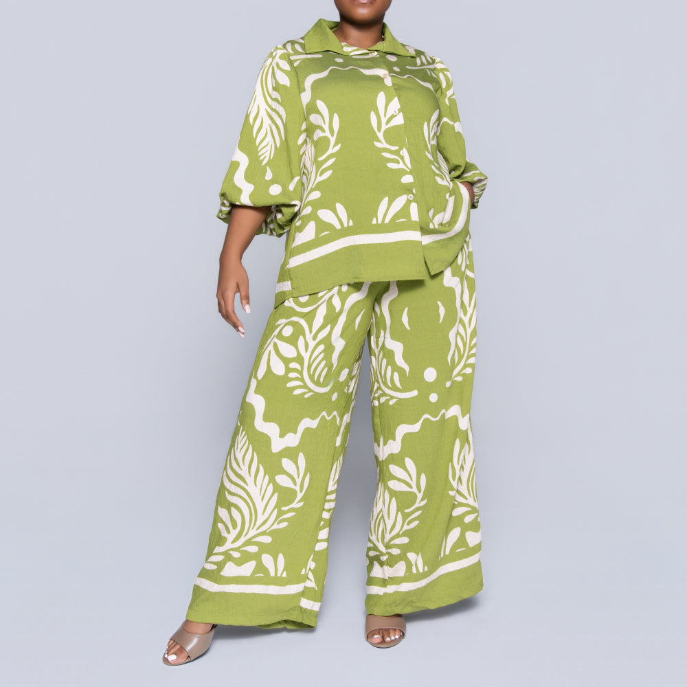 Chartreuse Printed Top