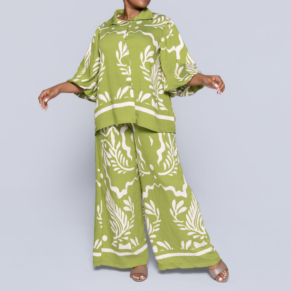 Chartreuse Printed Top