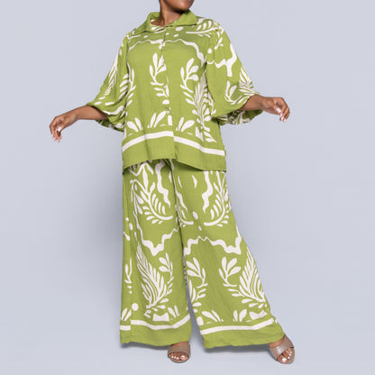 Chartreuse Printed Top