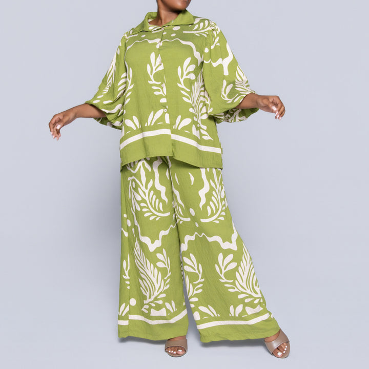 Chartreuse Printed Top