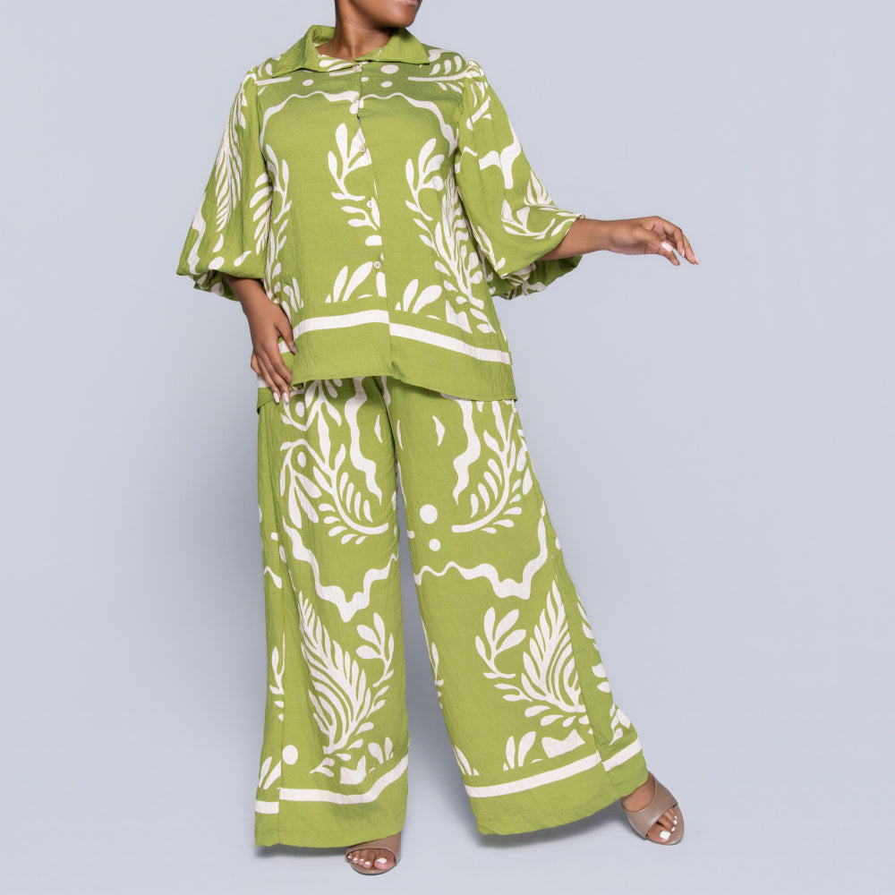 Chartreuse Printed Pants