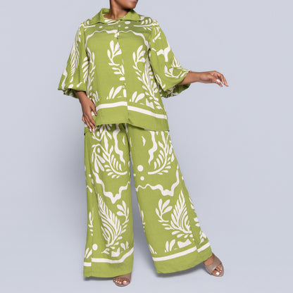 Chartreuse Printed Top