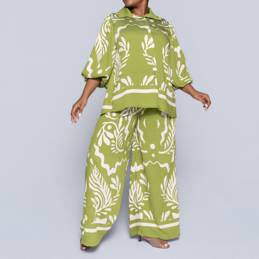 Chartreuse Printed Top