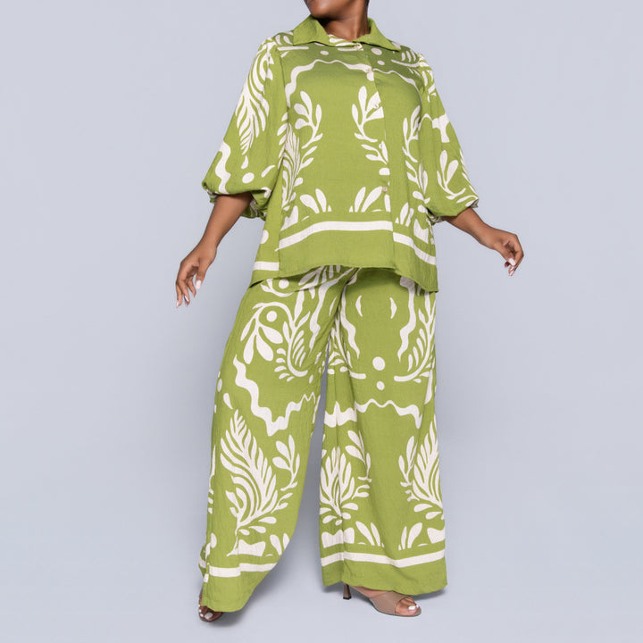 Chartreuse Printed Top