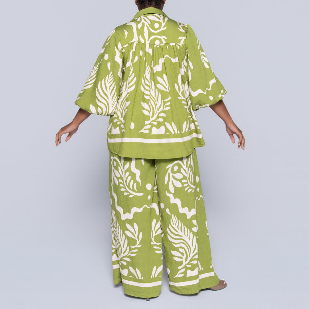 Chartreuse Printed Top