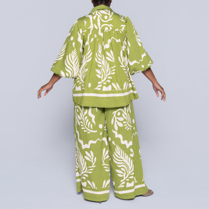 Chartreuse Printed Top