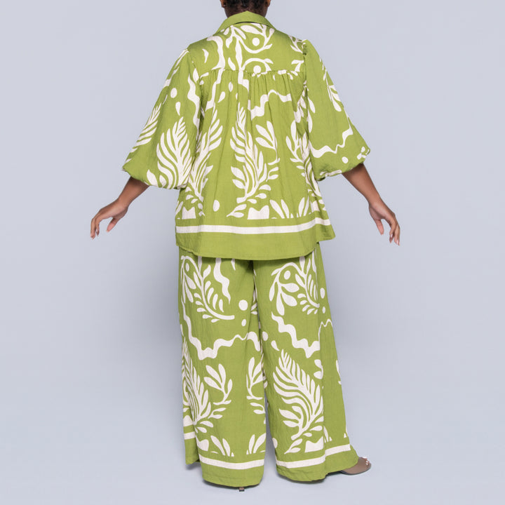 Chartreuse Printed Top