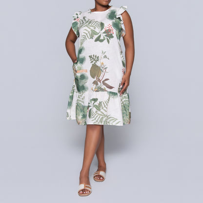 Green Short Sleeve Printed Tiered Tunic