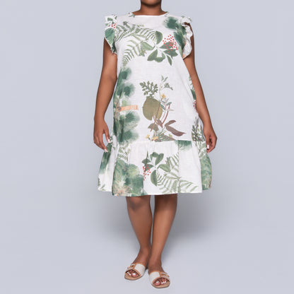 Green Short Sleeve Printed Tiered Tunic