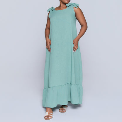 Sage Sleeveless Tiered Dress