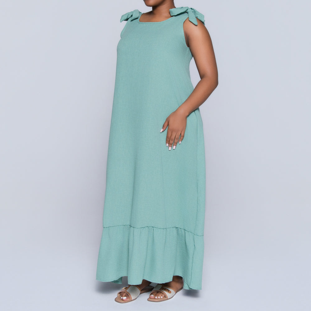 Sage Sleeveless Tiered Dress