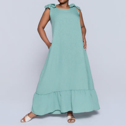 Sage Sleeveless Tiered Dress
