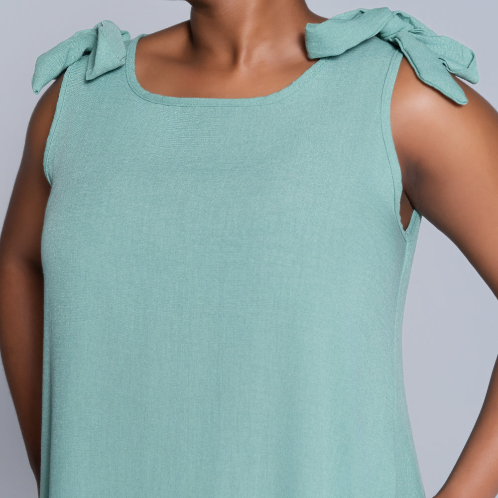 Sage Sleeveless Tiered Dress