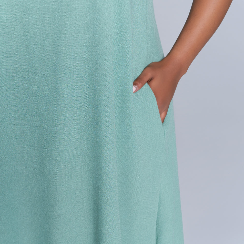 Sage Sleeveless Tiered Dress