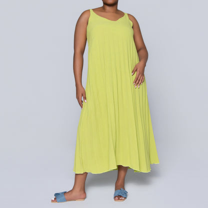 Chartreuse Airflow Pleated Dress