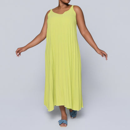 Chartreuse Airflow Pleated Dress