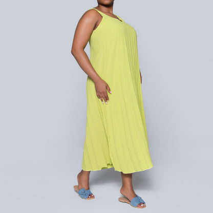 Chartreuse Airflow Pleated Dress