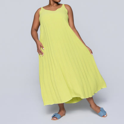 Chartreuse Airflow Pleated Dress