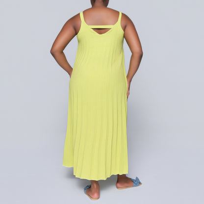 Chartreuse Airflow Pleated Dress