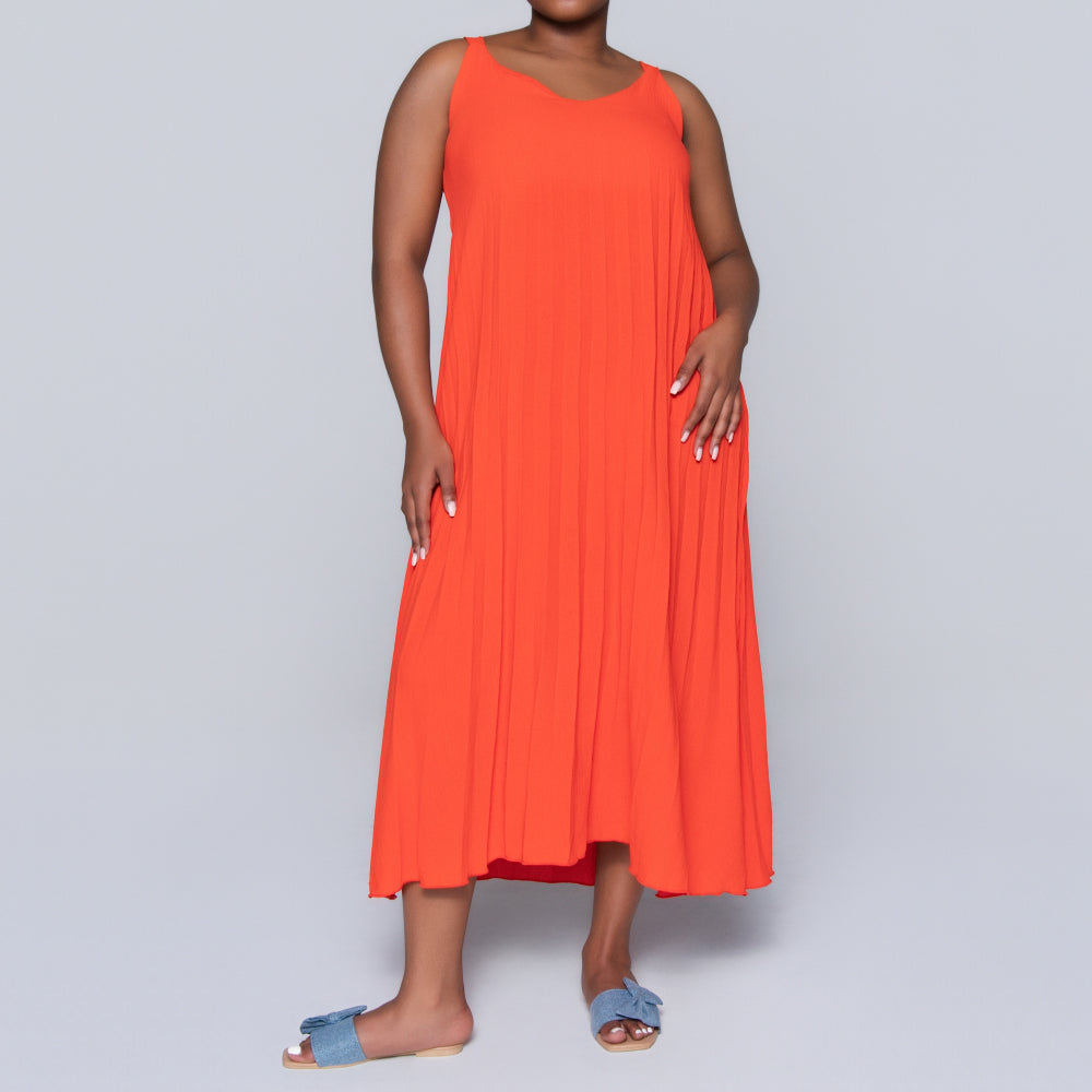 Terracotta Airflow Pleated Dress